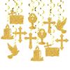 Spirals Hangings Suitable For Communion Handmade Crosses Doves Streamers Elegant Handmade Ceiling Decorations