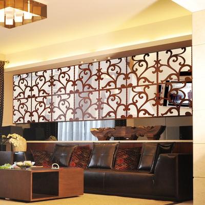 4pcs 20x20cm Acrylic Wall Decals Slivery DIY Wall Art Modern Flower Vine Decals  For Living Room