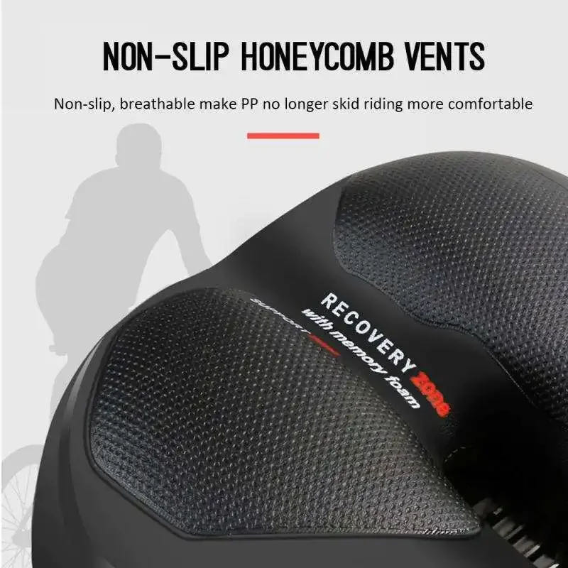 Hollow Breathable Bicycle Saddle Men Women MTB Road Bike Saddle Shock Absorbing Comfortable Big Butt Bike Seat Safety Warning