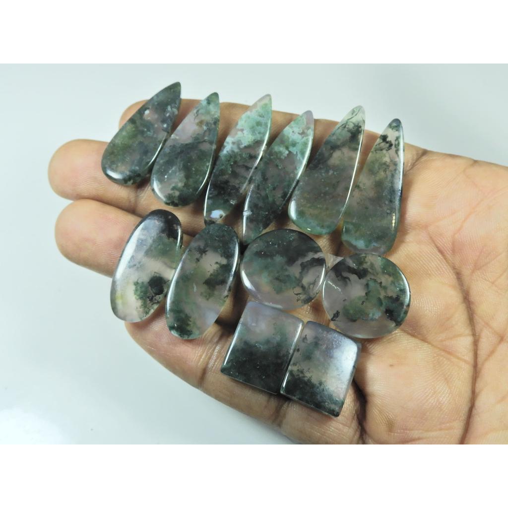 175Cts.Natural Moss Agate Matche Pair Mix Cabochon Loose Gemstone 06Pair Lot C-3368
