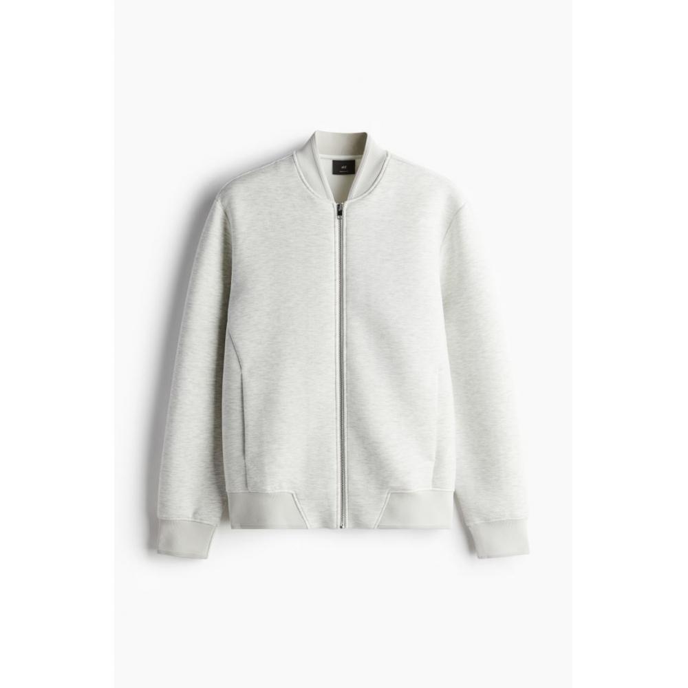 H M Regular Fit Jersey boMber Jacket ligHt Grey Melange