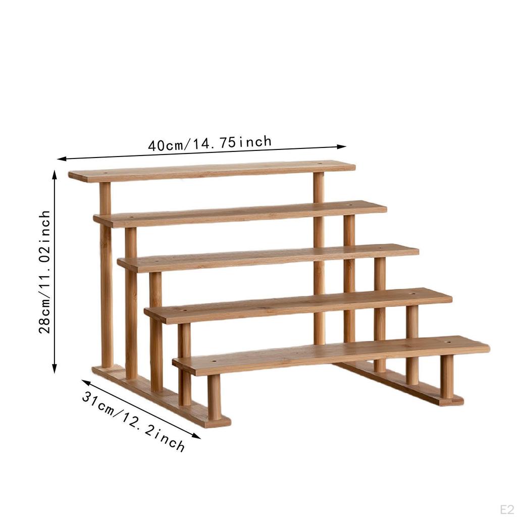 Hölzerner Display-Erhöher Ständer Holzdekor Einfacher 5-stufiger Cupcake-Dessert-Halter für