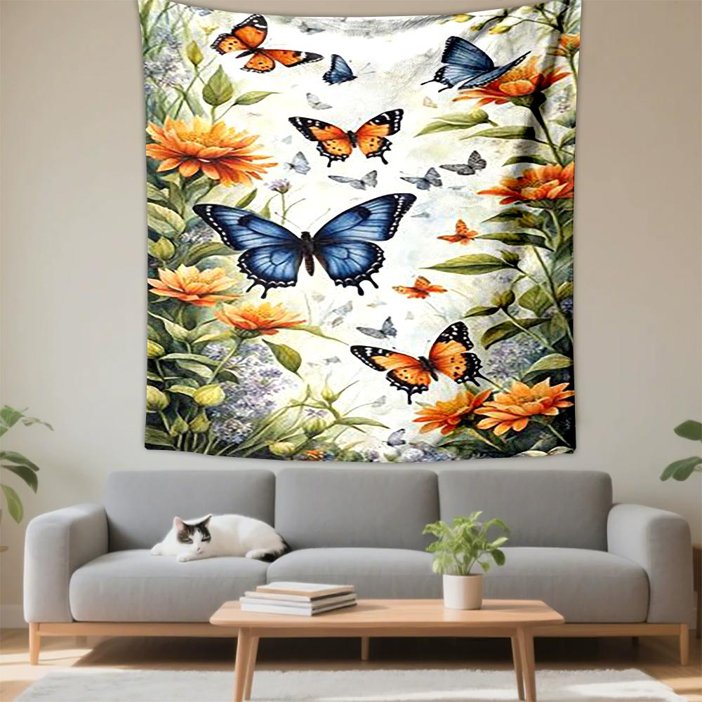 Floral & Butterfly Design Patterned tapestry for bedroom and living room home decor