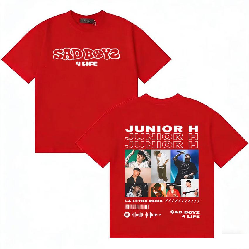 Streetwear Rapper Junior H Sad Boyz 4 Live T Shirt Unisexs Womens Short Sleeve Casual Double Sided Print No Me Importa Nada Y2K Tee