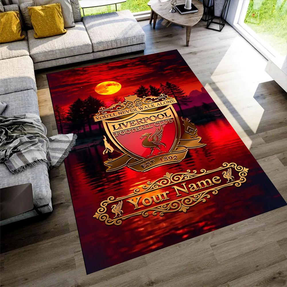Liverpool Personalized Text Floor Rug Office Rug Suitable for Dining Room Entryway Game Room Playrooms Anti-slip Rug Decorate Offices Spiritual Gift