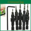 Durable 5x Adjustable Woodworking Countersink Drill Bit Set With Precision Depth Control