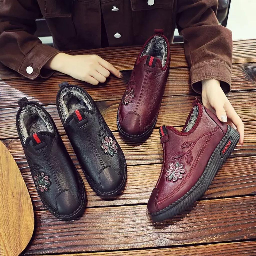 New Winter Design Warm Boots Comfort Casual Furry Keep Warm Fur Leather Sneakers for Women Winter Plush Ankle Boots