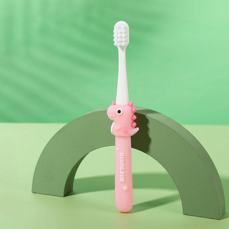 Cartoon Cute Dinosaur Children s Toothbrush Ultra Soft Bristles Care for Baby s Dental Healthy Suitable for Children Aged 3-12 розовый