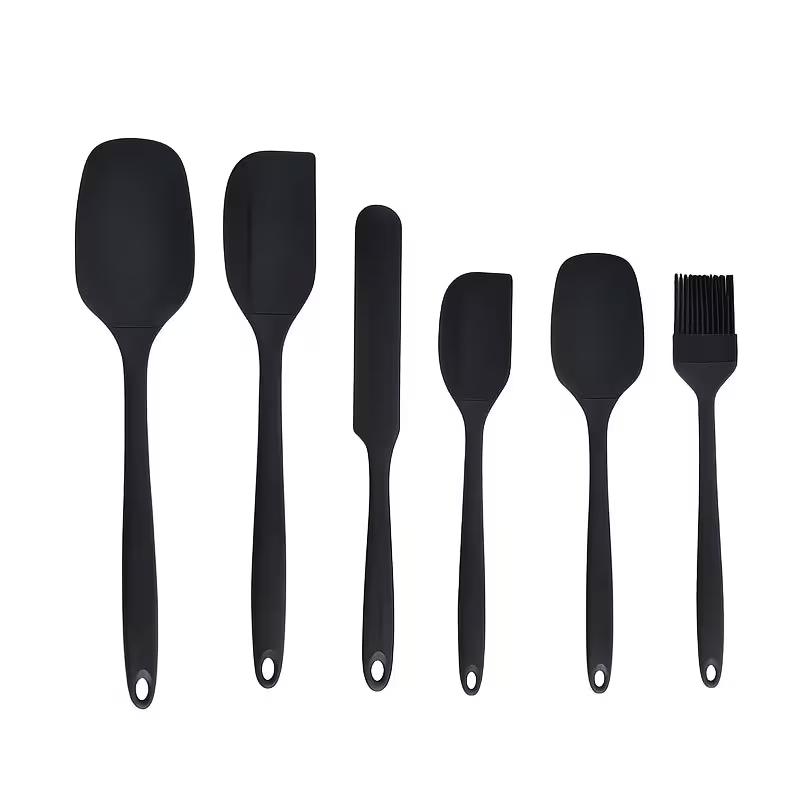 6pcs Silicone Kitchen Cooking Tools Set Baking Utensils Spatula Scraper Oil Brush Cake Cream Spatula Kitchen Baking Accessories чёрный