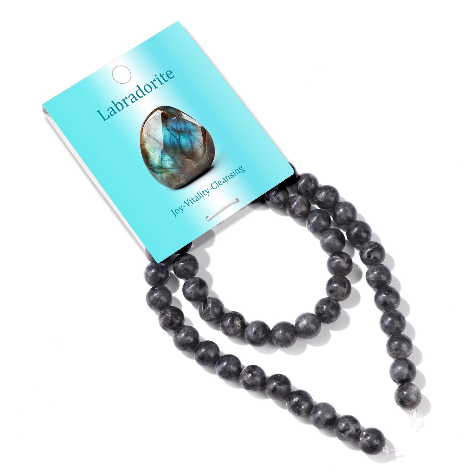 8MM 50pcs Natural Black Labradorite Loose Stone Beads Round Spacer Beads for Jewelry Making Accessories 8MM 50PCS