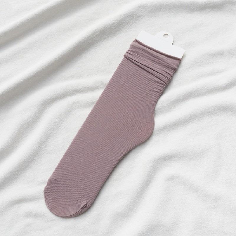 Female Spring and Summer Thin Solid Color All Kinds of Candy Color Breathable In The Cylinder Pile Socks