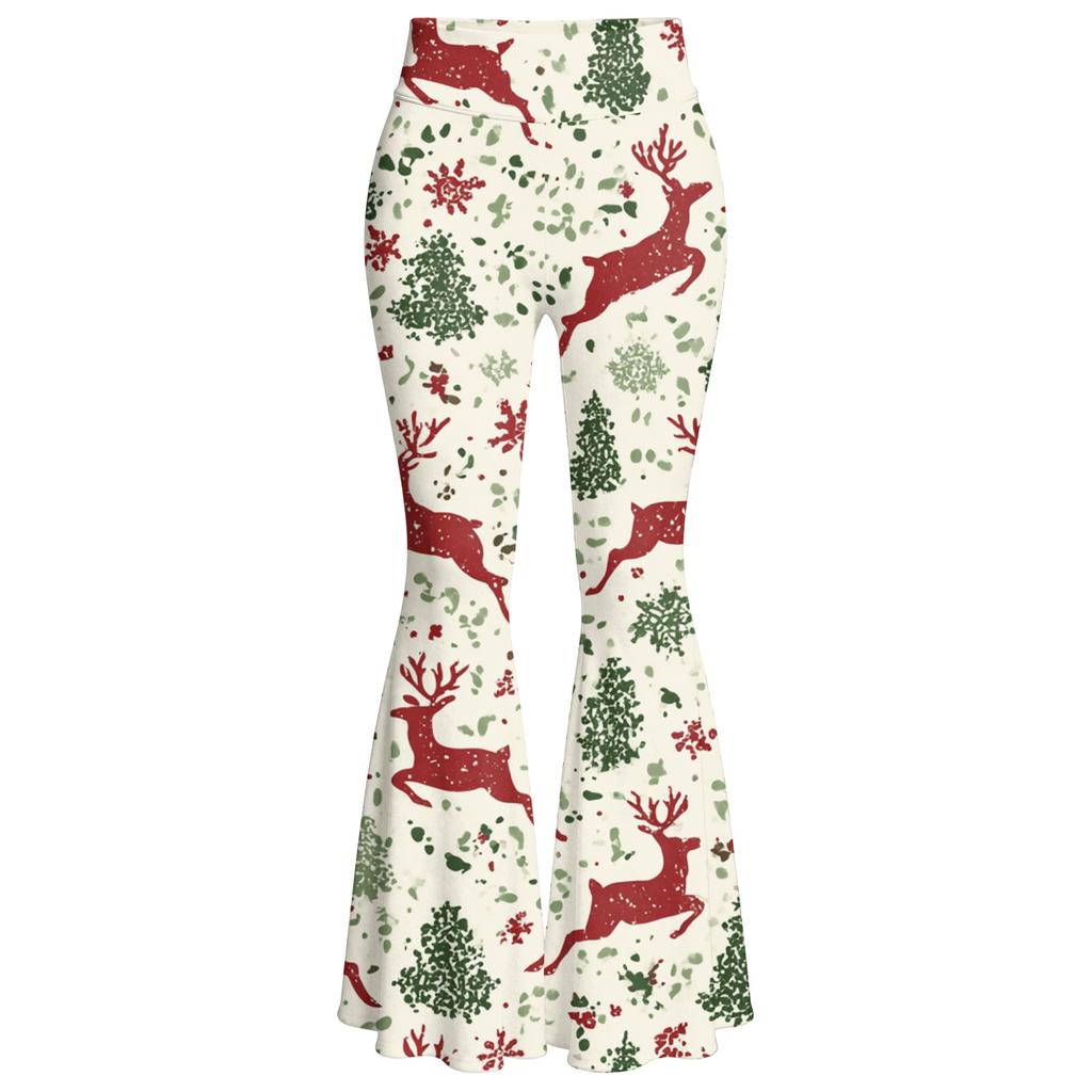 Women's Christmas Printed High Waisted Flared Yoga Pants Casual Slim Fit Everyday Wear