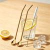 2 pièces pailles cuillères en acier inoxydable pailles cuillères à boire pailles cuillères à cocktail métalliques réutilisables avec 1 pièce longue brosse de nettoyage