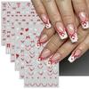 6pcs 3D Red White Bow Ribbon Nail Stickers Cute Polka Bowknot Dot French Lines Nail Decals 8*10cm Self-adhesive Bow Nail Decora