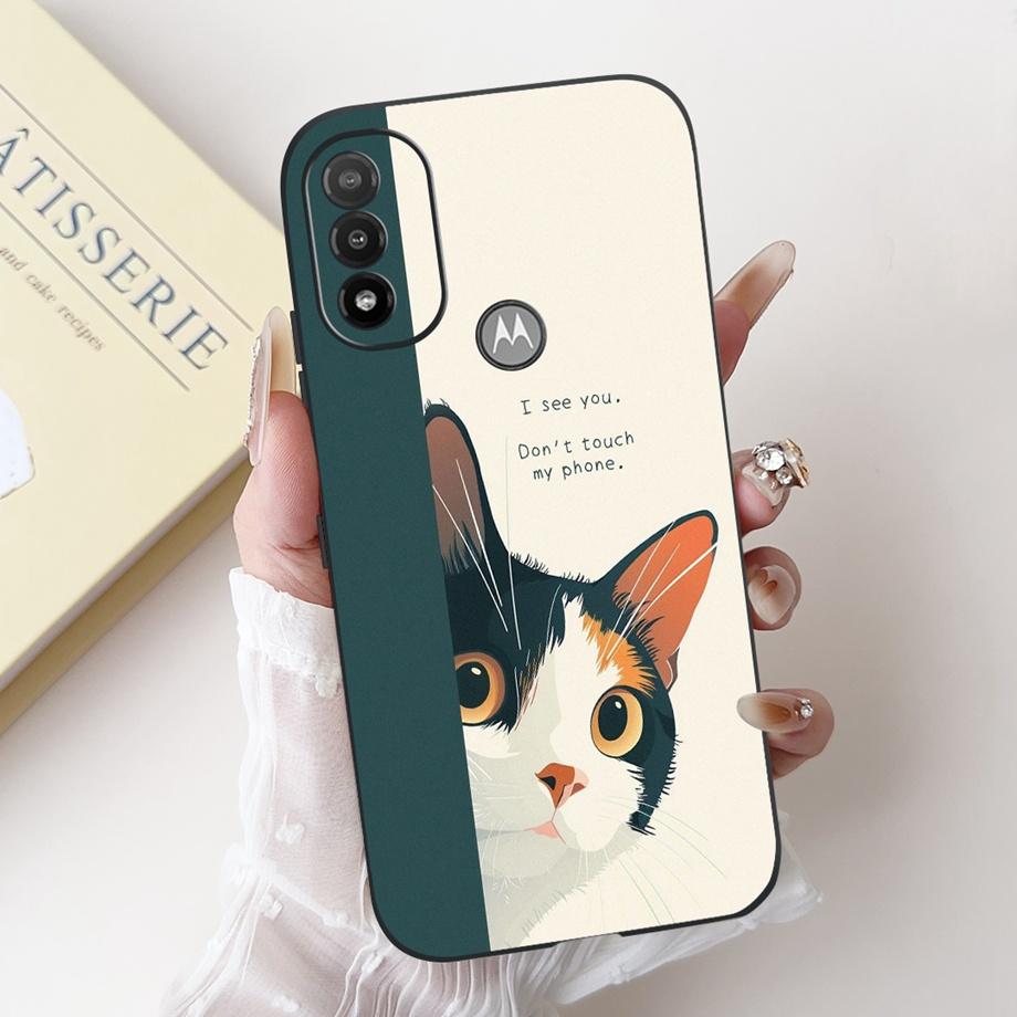 For Motorola Moto E20 E30 E40 E22 E22s E22i Phone Case Back Cover Soft Matte Silicone Slim Fundas Lovely Panda Rabbit Flower