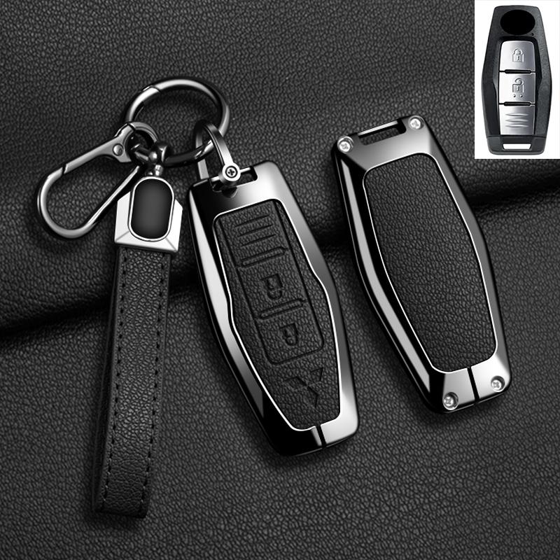 Car Control Remote Key Case Cover For Mitsubishi Outlander 2022 - 2024 2 3 4 Buttons Zinc Alloy Leather Keychain Accessories