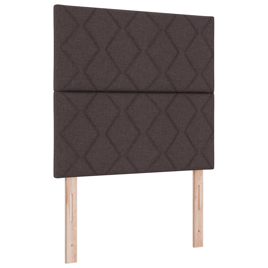 Box Spring Bed with Headboard Dark Brown 90 x 190 cm Fabric
