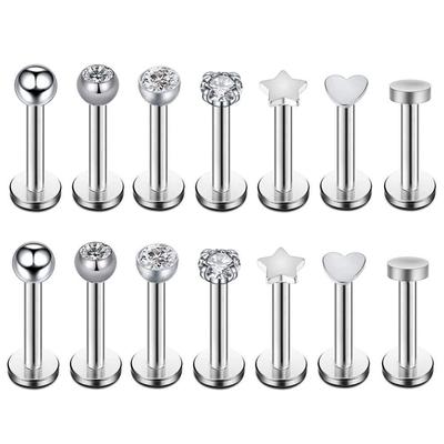 7 Paar 16g Chirurgischer Stahl Intern Gewinde Micro Zirkonia Edelstein Stecker Ohrringe 6mm 8mm 10mm 12mm Tragus Helix Labret