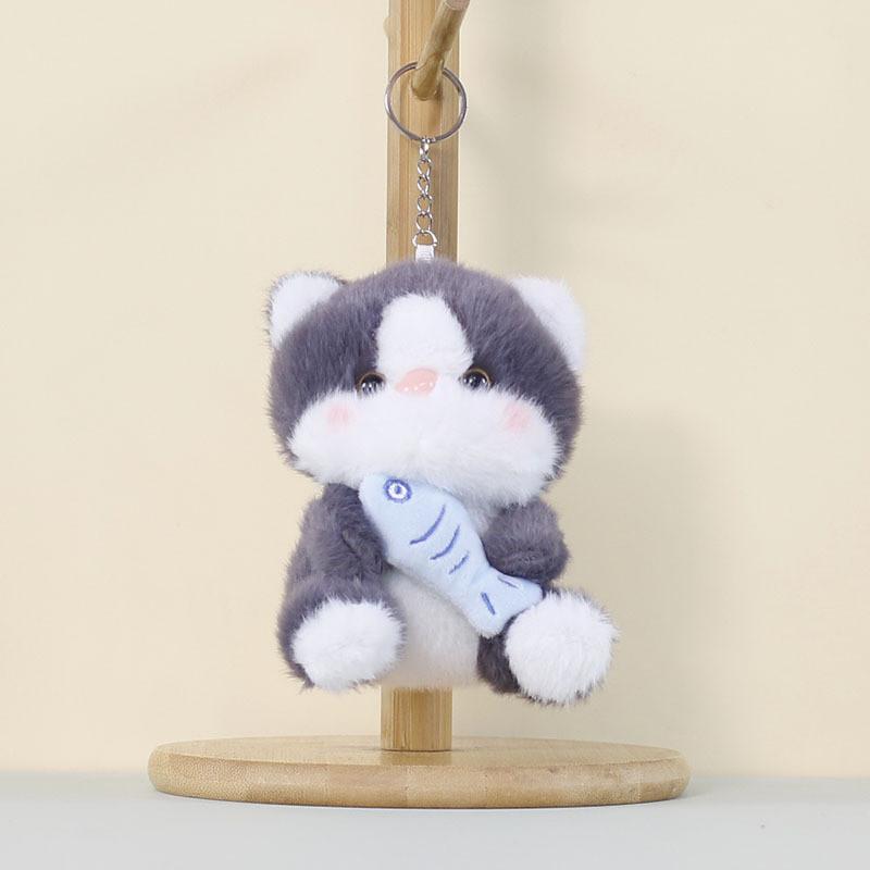 Soft Plush Cat Charm With Short Plush Fabric For Kids Bag Accessory And Collectible