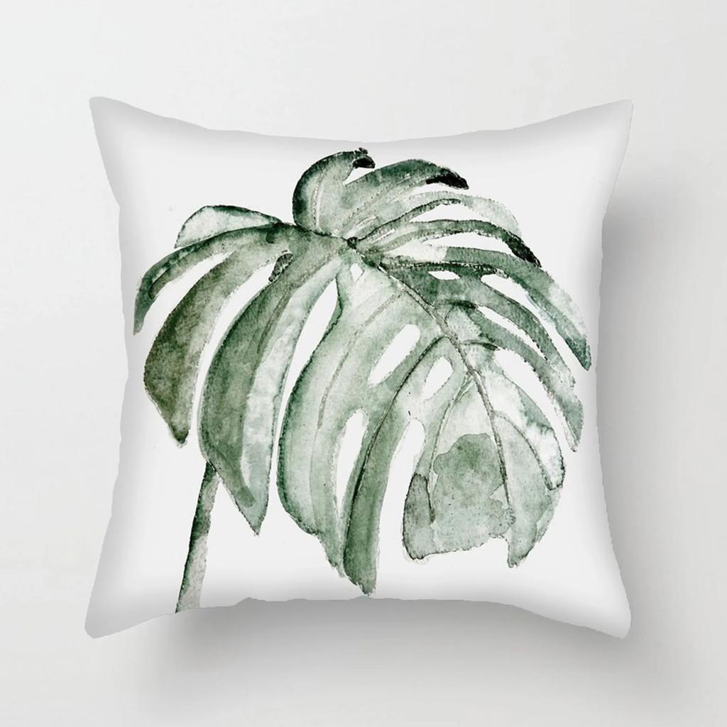 Simple Fresh Leaf Pattern Print Cover Car Sofa Cushion Cover Luxury Home Decoration Cushion Cover
