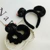 Black Cat Themed Hair Accessories Plush Halloween Styling Tools Cute Animal Ear Hair Ties Party Decorative Headwear