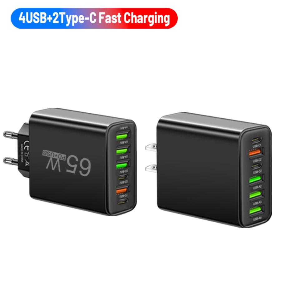 3.1A Multi-Port Travel Charger with 2 Type-C PD & 4 USB Ports for Mobile Phones