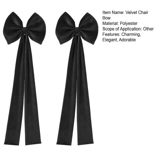 Christmas Chair Sashes Bows Large Velvet Chair Cover Back Tie Supplies for Christmas Banquet Home Wedding Event Holiday Party Decor