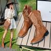 Knight Boots Long Boots Retro Heightening Cowboy Boots Women's 2025 Autumn New French Thick Heel High Tube Western Martin Boots