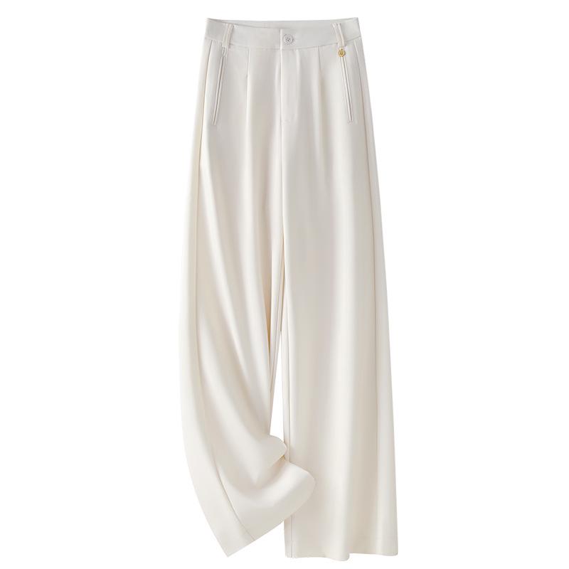 

Женские повседневные брюки-костюмные с широкими штанинами - Лето 2025, Свободный крой, Прямой моп-стиль XL абрикосовый