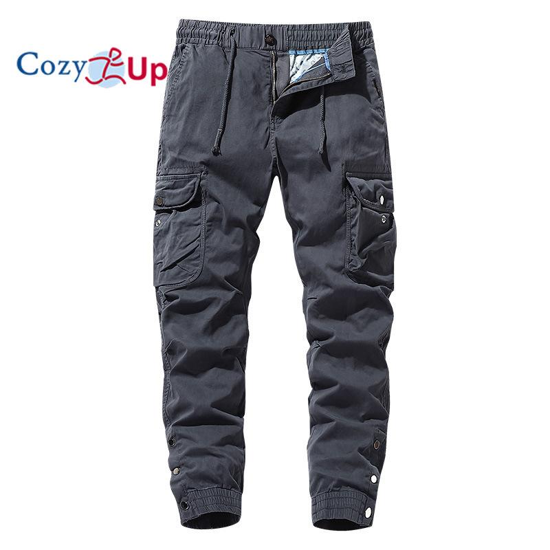 Cozy Up Men's Casual Cargo Pants Joggers Hiking Sweatpants Stretch Elastic Waist Work Pants with 6 Pockets