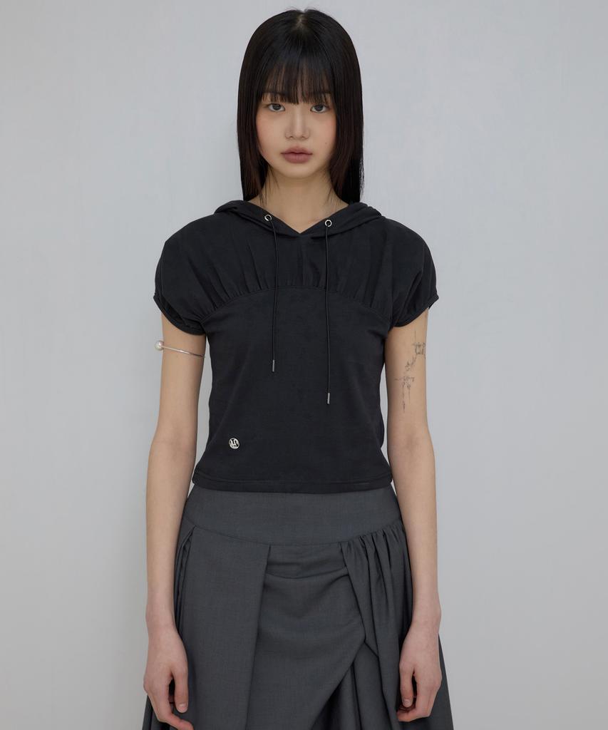 Peulleeoeob Kaya Shirred Hoodie (Fl-159_Black)