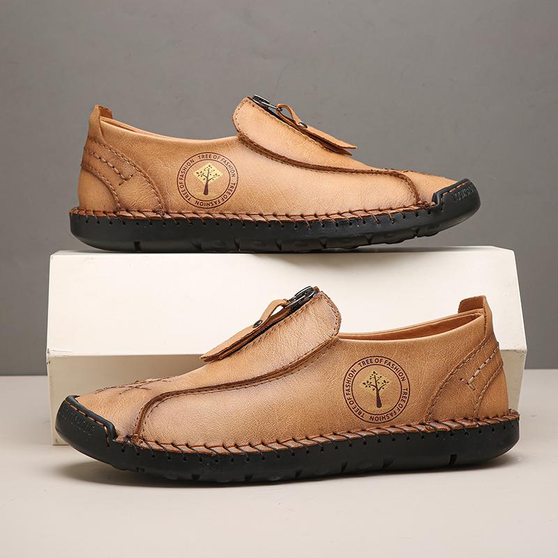Men's Leather Sneakers Slip On Casual shoes Handmade Loafers Moccasins Breathable Flats Tooling Shoes Plus Size 39-48