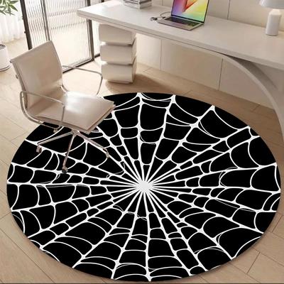 1pc Spider Web Office Round Area Rug, Indoor Mat Suitable ForOffice, Under Office Chairs Bedroom Living Room Home Decor, D102
