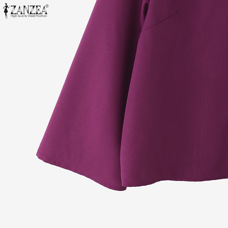 ZANZEA Women Stand Collar Loose Casual Long Sleeve Blouse