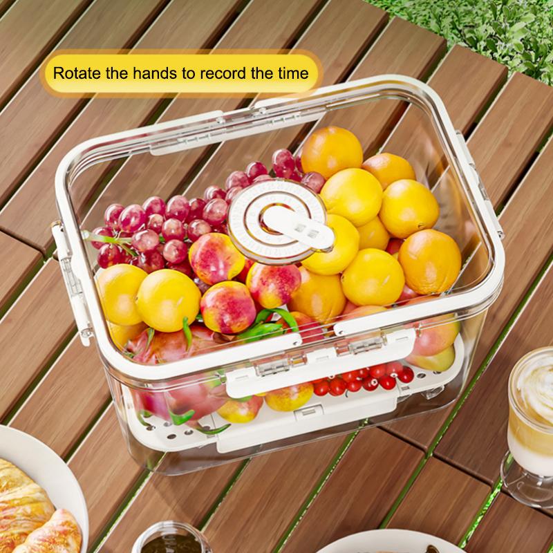 Picnic Box Clear Food Storage with Drain Plate for Easy Outdoor Use