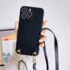 Leather Lanyard Case for Samsung Galaxy S24 S23 Ultra S22 S21 Plus S20 FE Note 20 A54 A14 Crossbody Strap Liquid Silicone Cover