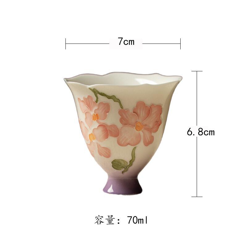 Ручная роспись Фаленопсис Высокая ножка Чашка для чая Роскошная пиала для чая Кружка Чашка для дегустации чая Ароматная чашка Чаша для чая Мастер-чашки Для чайного ремесла As Your Choose