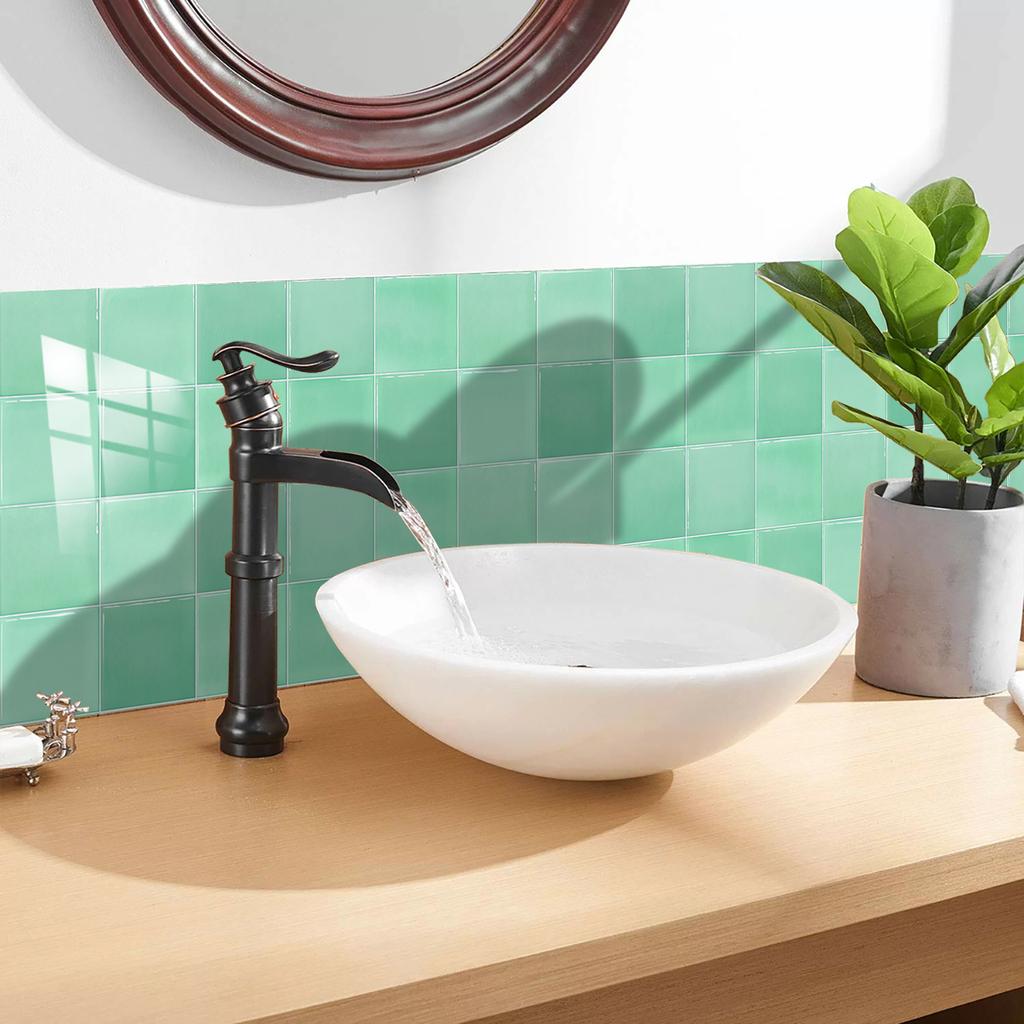 10Pcs Modern Macaron Color Tile Stickers - Waterproof Self-Adhesive PVC Wall Decals - Glossy Crystal Surface Mural for Kitchen Bathroom DIY Decor