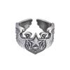 Adjustable Open Ring Men Women Vintage Winged Star Badge Copper Retro Geometric Statement Jewelry