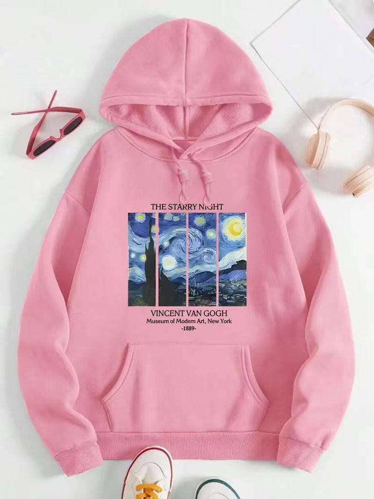 Magischer Grafik Samt Hoodie - Europäischer & Amerikanischer Stil, Lässige Mode, Langarm Pullover Sweatshirt