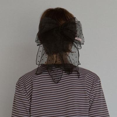 Leterie LACE BIG RIBBON HAIRPIN_DOT BLACK
