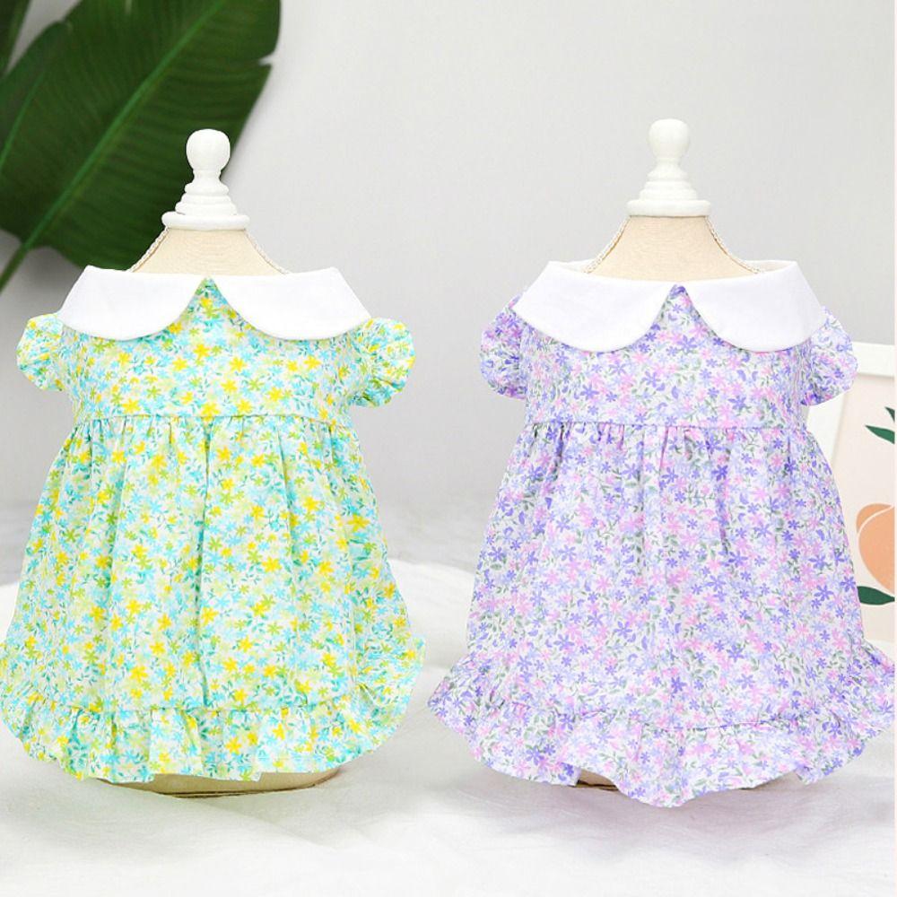 Soft Pet Summer Princess Skirt Cotton Cat Floral Dress Comfortable Pet Vest  Small Animal