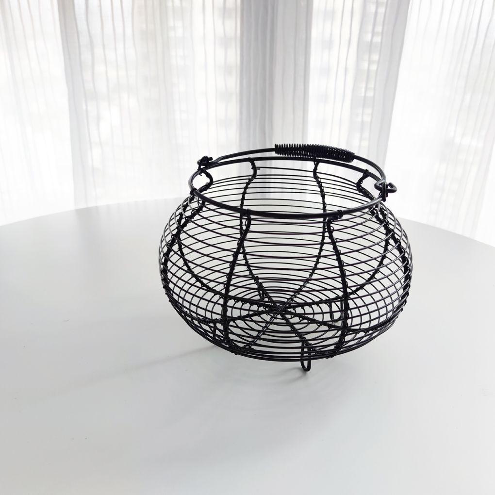 Round Hand-held Woven Iron Egg Basket for Kitchen Use