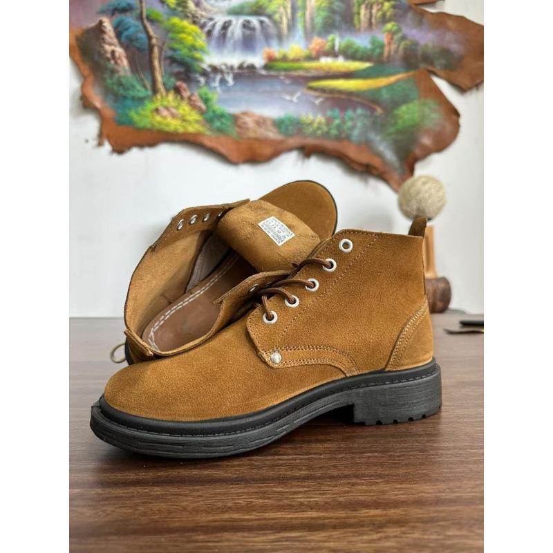 Fur leather shoes labor insurance shoes men's wear-resistant construction site old-fashioned big-headed shoes leather welder spring and autumn