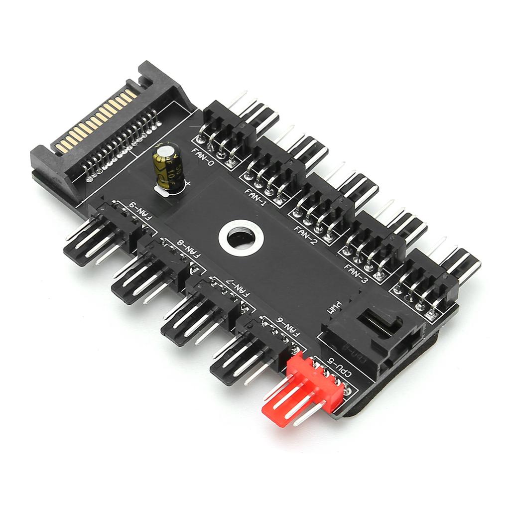 Fan Hub 4‑Pin PWM Integrated Power Supply Adapter Cable 1 To 10 Splitter for CPU CoolingSATA Port