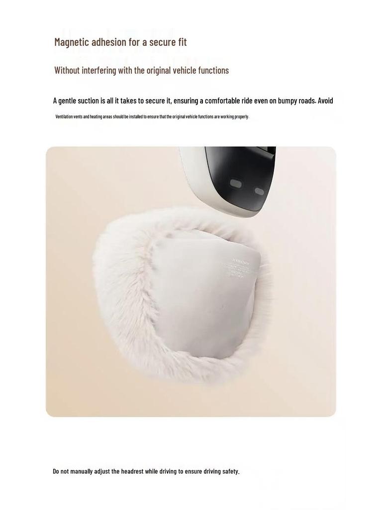 Magnetic Headrest & Neck Support Pillow with Winter Imitation Cashmere Plush for Xiaomi YU7/SU7