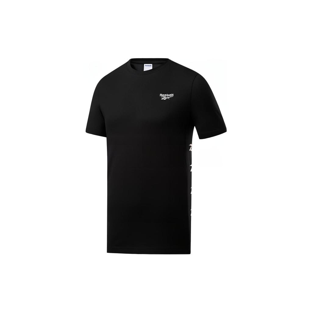 Reebok Side Logo Print Crew Neck Casual Short Sleeve T-Shirt Unisex Tops Black FK2516