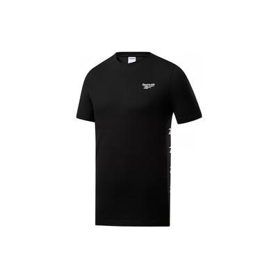 Reebok Seitenlogo-Aufdruck Rundhals Lässiges Kurzarm-T-Shirt Unisex Tops Schwarz FK2516