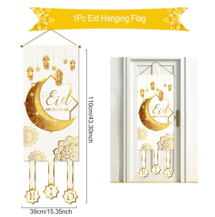 Eid Mubarak Dekobanner 2026 Kareem Ramadan Deko für Zuhause Ramadan Mubarak Hängende Flagge Islamische Muslimische Party Deko Eid Al Adha
