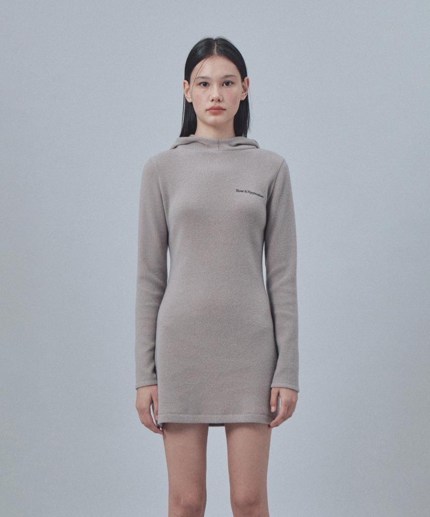 Rest And Recreation Hairy Hood Knit Dress - Beige